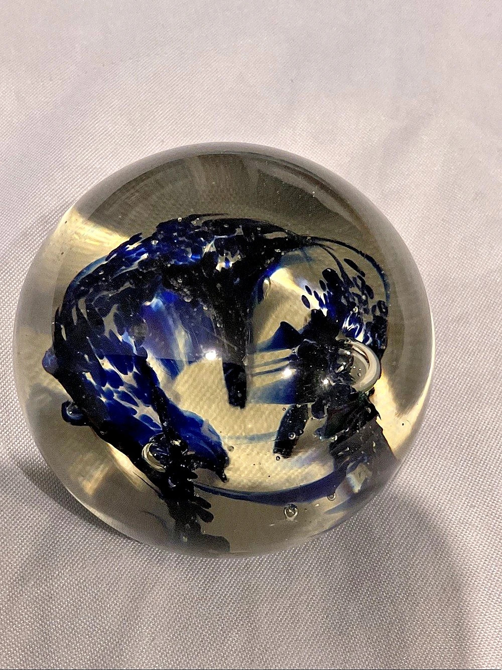 Blue Glass Art Sphere Decor